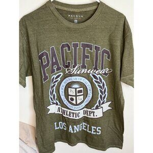 PacSun Green Graphic T-Shirt Size M Athletic Dept Los Angeles Cotton Casual Crew